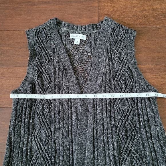 Kim Rogers Sleeveless Knit Soft Lightweight Long Cardigan Sweater Size M Gray - Picture 6 of 7